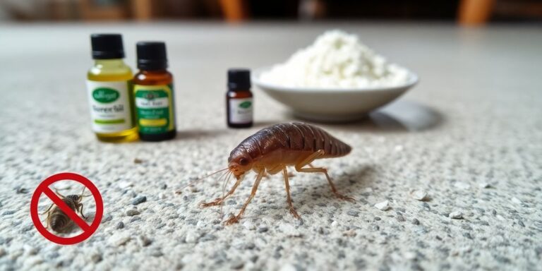 Silberfisch auf einer Oberfläche mit Abwehrmitteln.