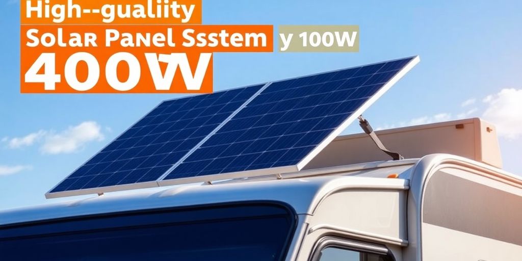 Solaranlage auf einem Wohnmobil mit blauen Himmel.