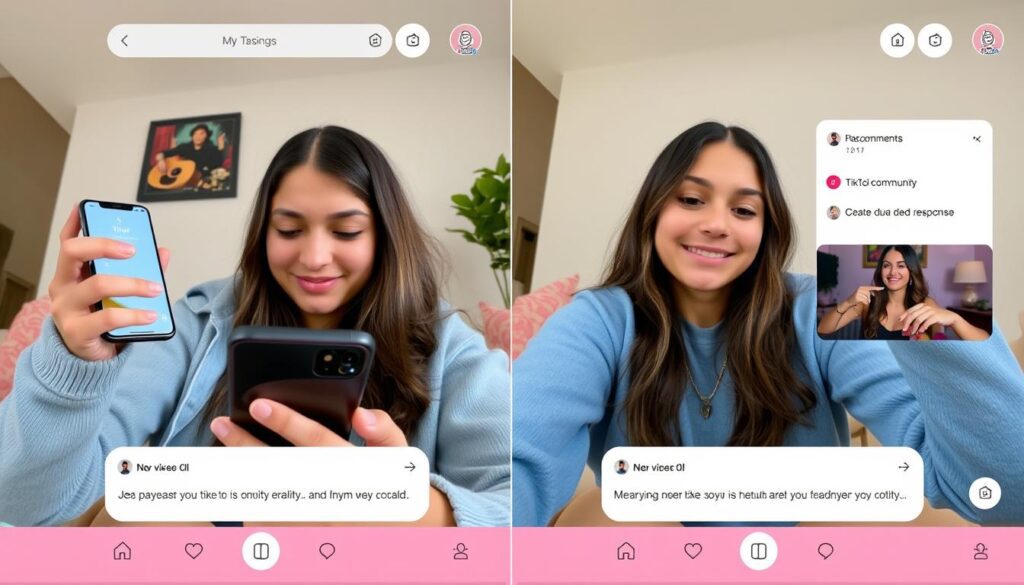 TikTok-Creator interagiert mit Community durch Kommentare und Duette TikTok-Creator interagiert mit Community durch Kommentare und Duette