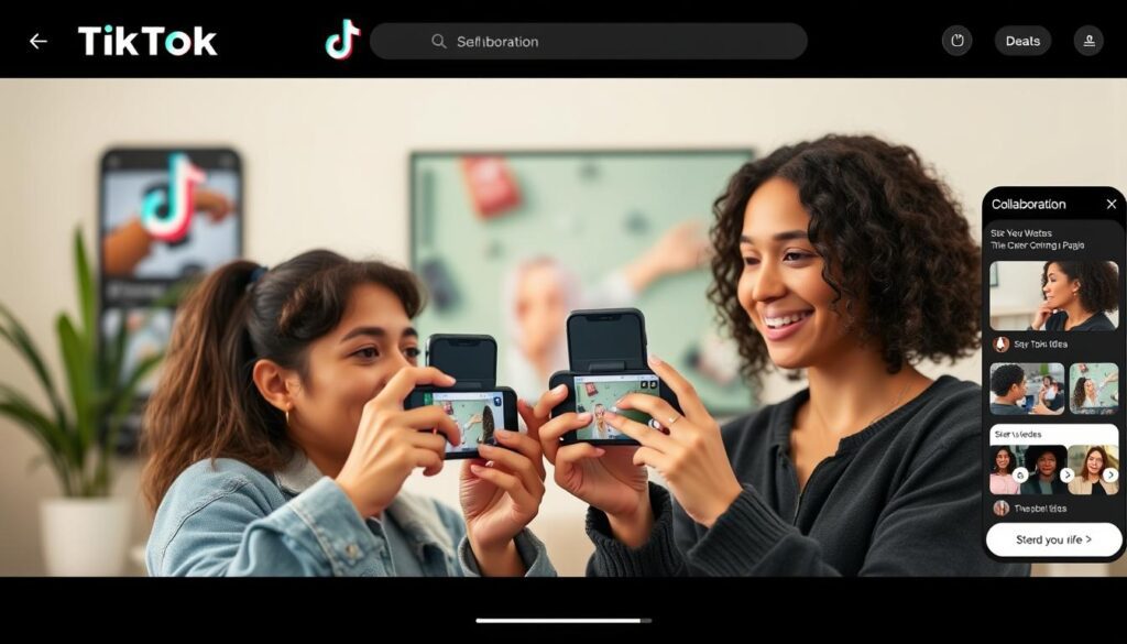 Zwei TikTok-Creator bei einer Kollaboration für mehr Reichweite Zwei TikTok-Creator bei einer Kollaboration für mehr Reichweite