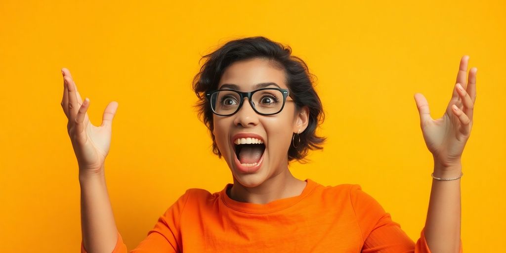 Person zeigt Freude und Begeisterung in der Rede.