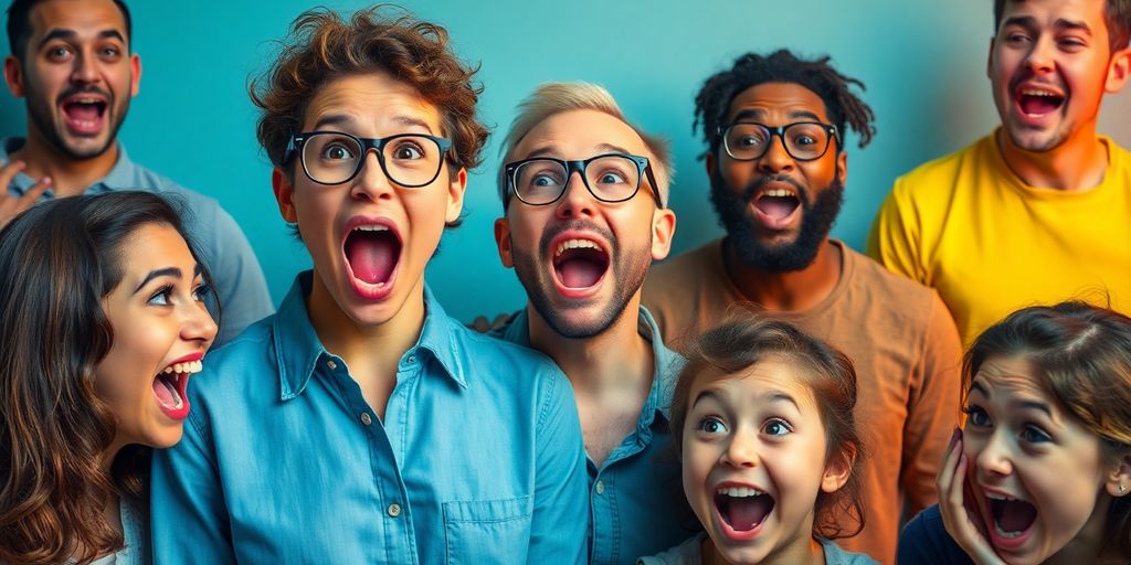 Menschen zeigen starke Emotionen und Begeisterung.