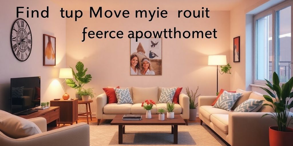 Gemütliches Wohnzimmer mit einladender Atmosphäre und Pflanzen.