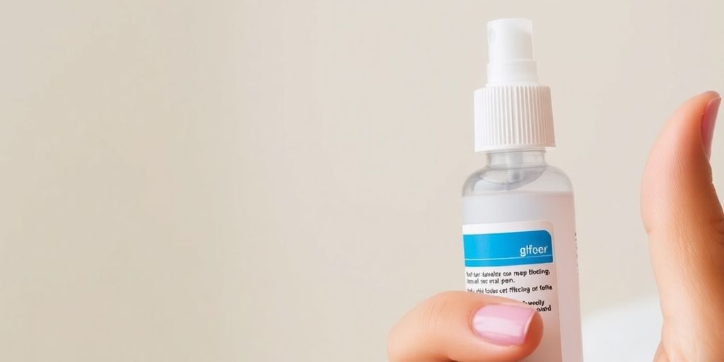 Nahaufnahme eines Nasensprays in der Hand.
