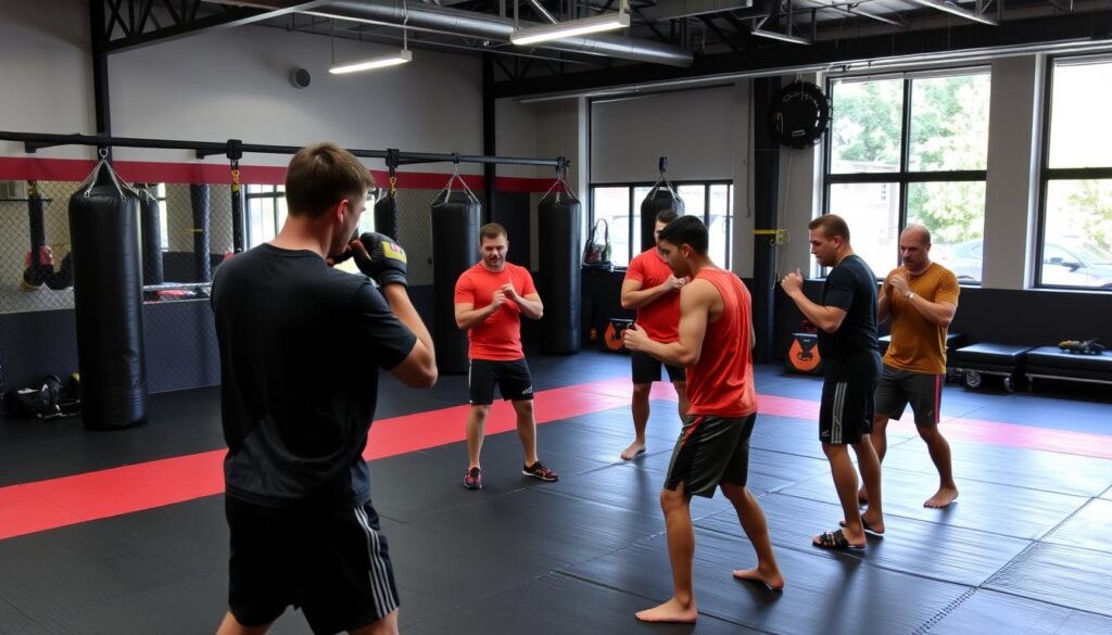 Strukturierte MMA Trainingseinheit für Anfänger in einem Gym Strukturierte MMA Trainingseinheit für Anfänger in einem Gym