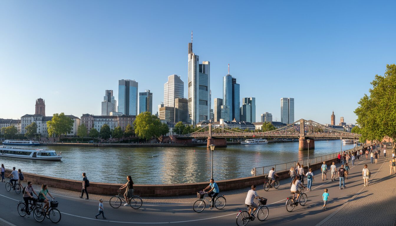Wochenende Rhein-Main Panorama mit Frankfurt Skyline und Main