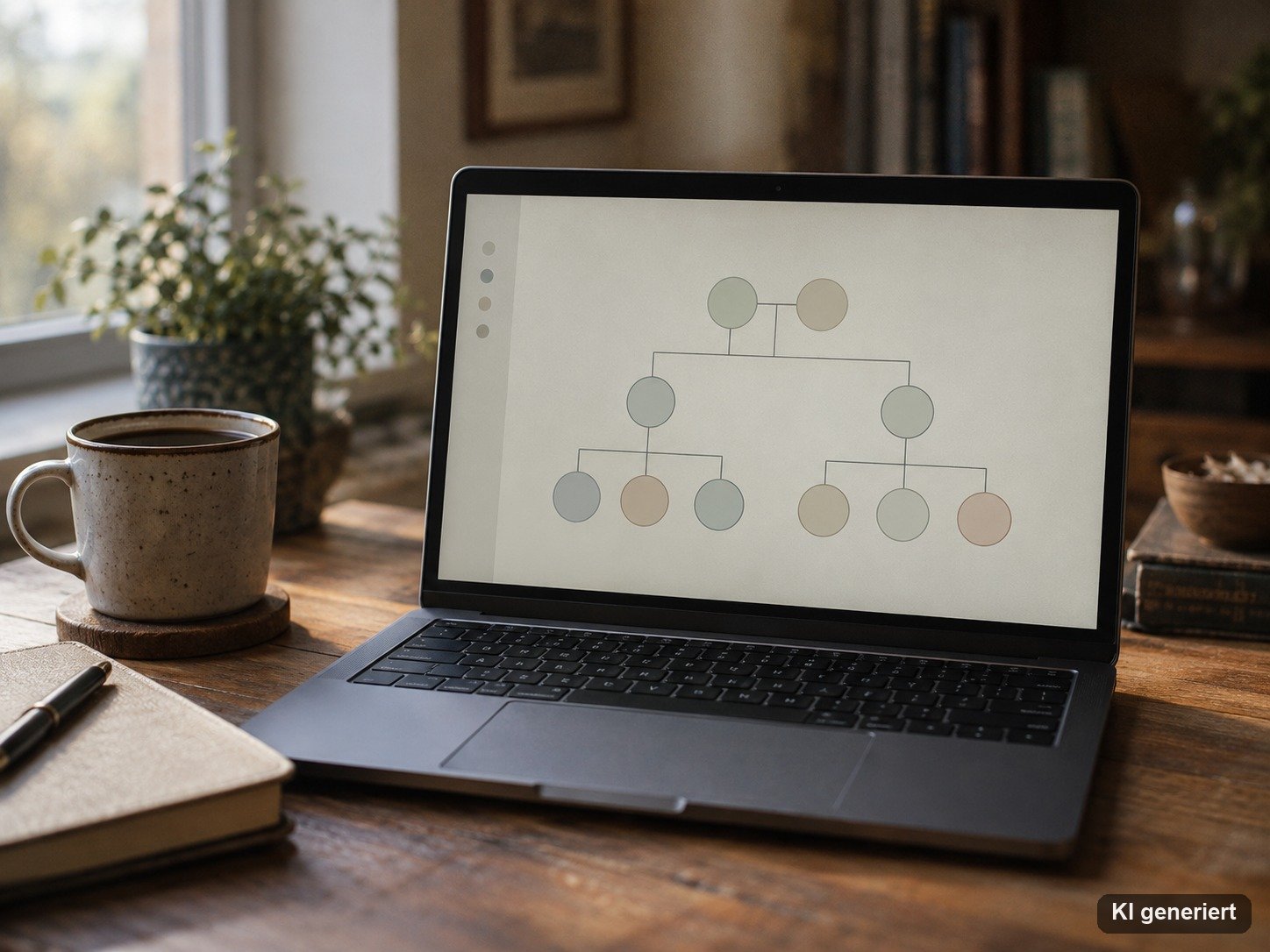 Laptop mit Stammbaum-Diagramm auf dem Bildschirm